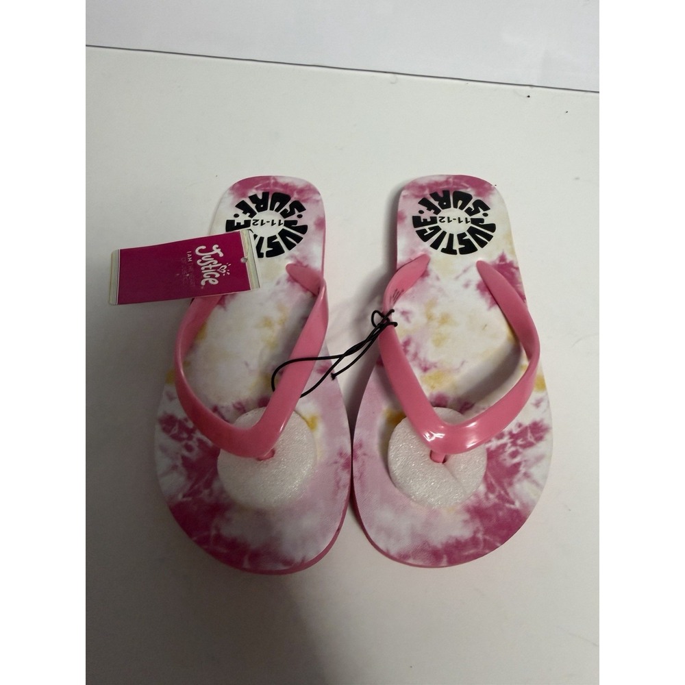 Justice Girls Flowered Beach Flip Flops Sandals Size US 11/12 NWT